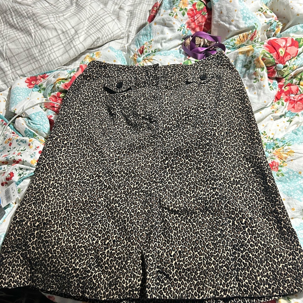 Talbots Black and White Pencil Skirt Knee-Length Casual
